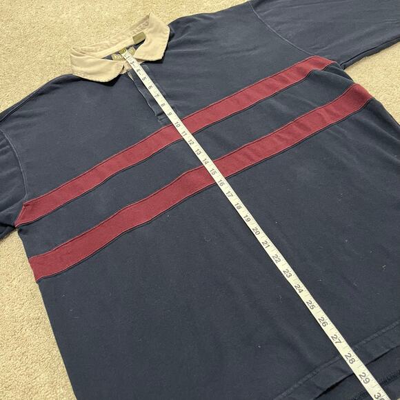 Vintage Khakis by Arrow Red Striped Navy Rugby Polo Long Sleeve Large - Picture 5 of 7